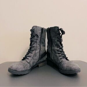 🌸 White Mountain Fiord Front Laced Side Zip Combat Boots